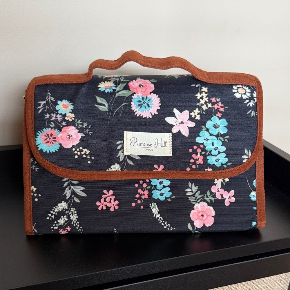 Primrose Hill London Floral Women's Cosmetic or Toiletry Bag - Black Floral